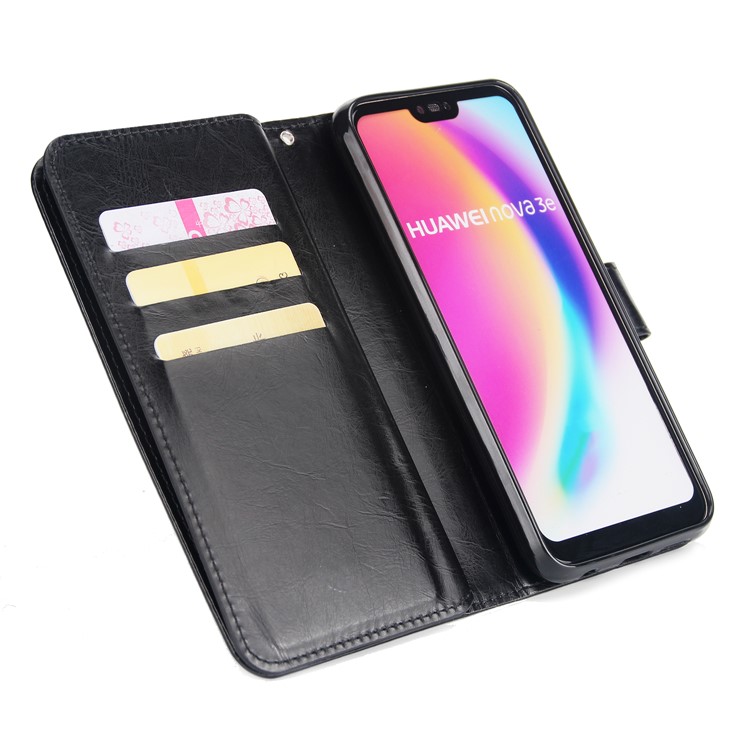 9-slot PU Leather Wallet Stand Case for Huawei P20 Lite / Nova 3e - Black-6