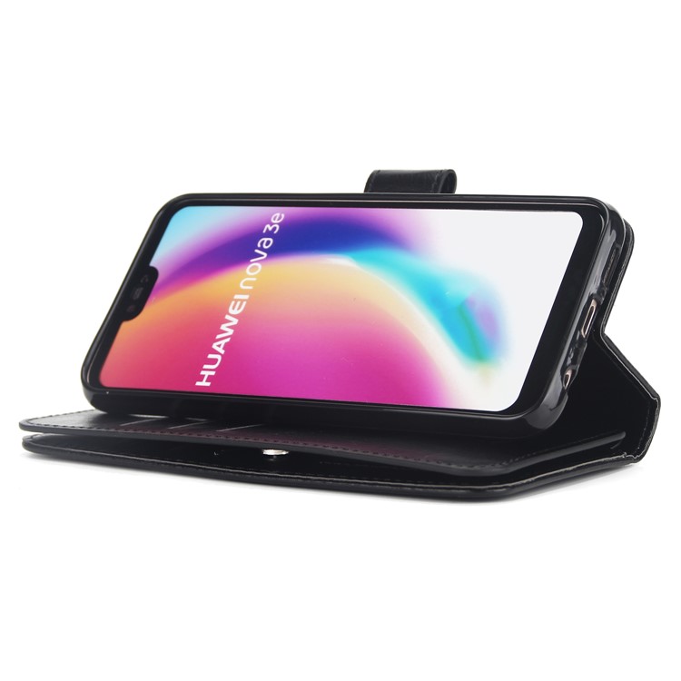 9-slot PU Leather Wallet Stand Case for Huawei P20 Lite / Nova 3e - Black-7