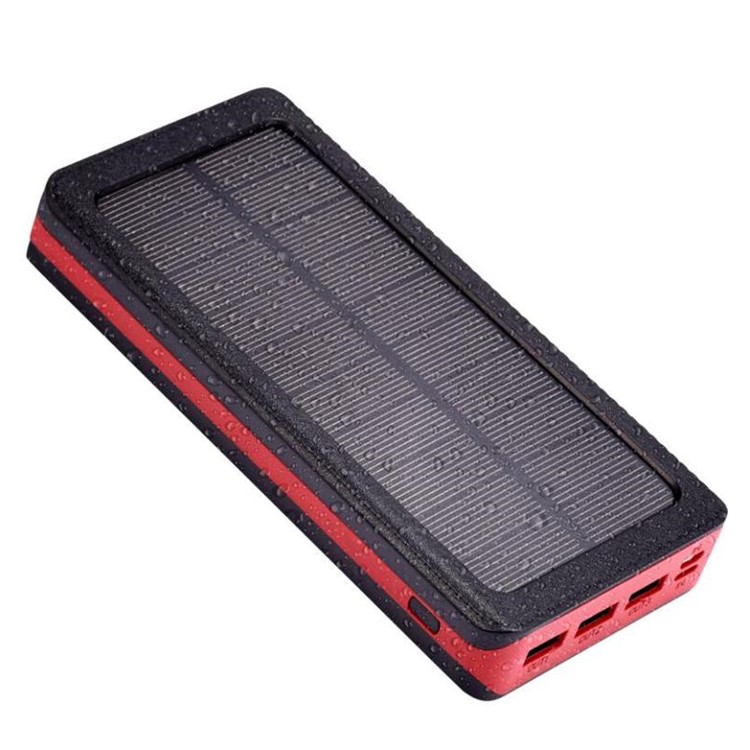 Wasserdicht Drei USB 10000mah Solar Power Bank Mit Taschenlampe Für Smartphones Tabletten - Rot-2