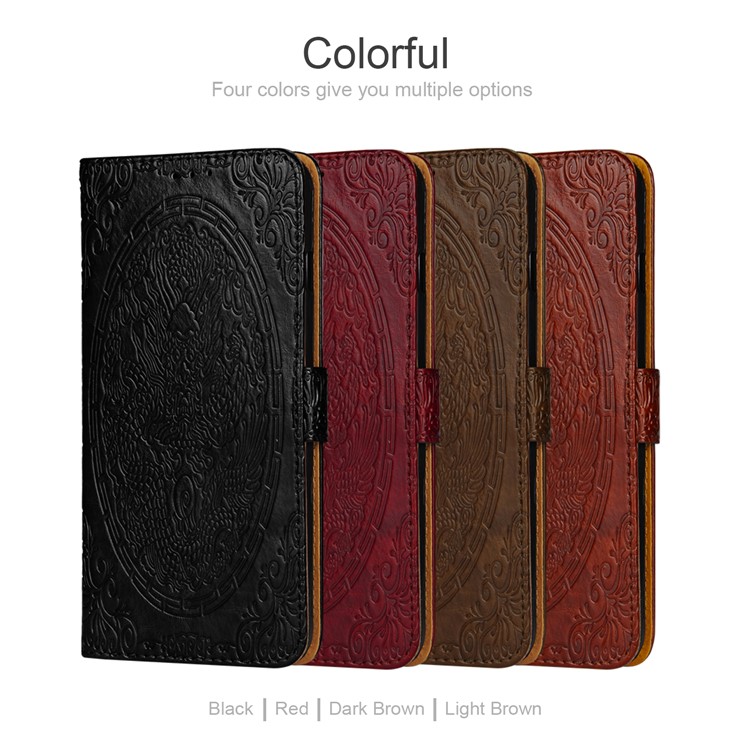 Imprinted Chinese Auspicious Dragon PU Leather Case for Huawei Y6 (2018) / Honor 7A (without Fingerprint Sensor) - Black-11