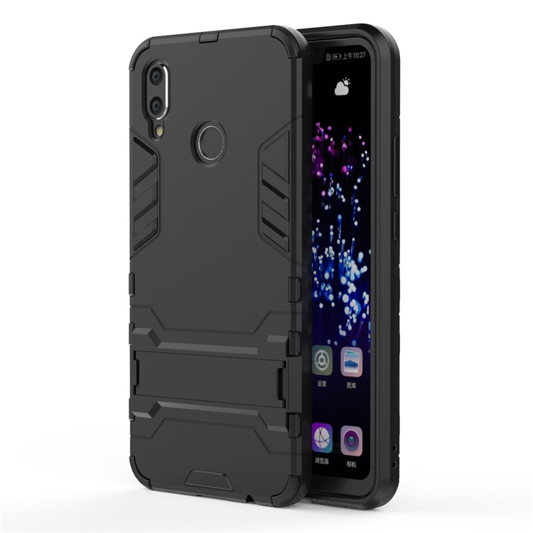 Case Híbrido de Plástico + TPU Con Kickstand Para Huawei P Smart + / Nova 3i - Negro