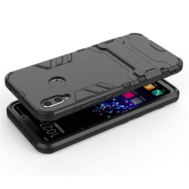 Case Híbrido de Plástico + TPU Con Kickstand Para Huawei P Smart + / Nova 3i - Negro