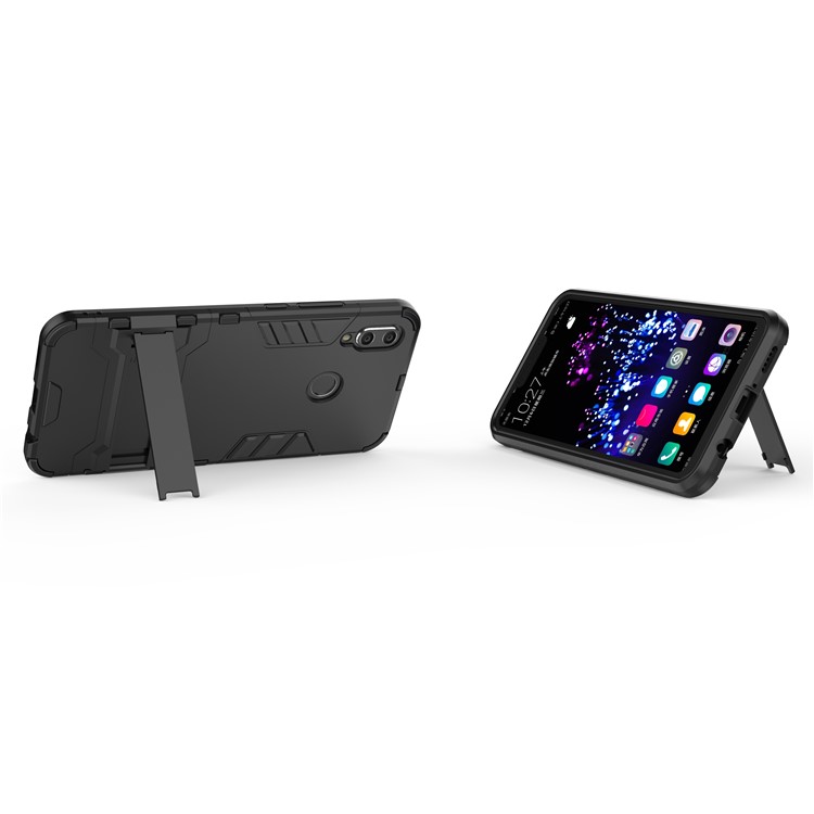 Caja Híbrida De Plástico + TPU Con Pata De Cabra Para Huawei P Smart + / nova 3i - Negro-8