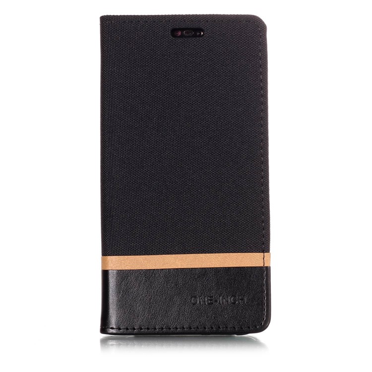 Cloth Texture Splicing PU Leather Card Holder Cellphone Case for Huawei P20 Lite / Nova 3e - Black-1