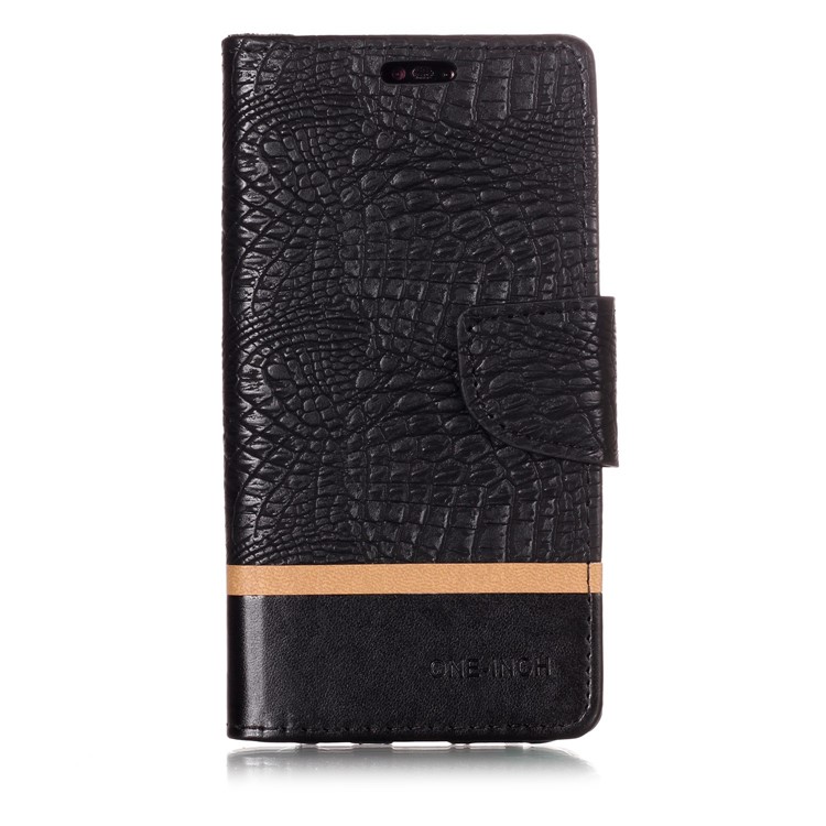Crocodile Texture Splicing PU Leather Wallet Stand Case for Huawei P20 Lite / Nova 3e - Black-1