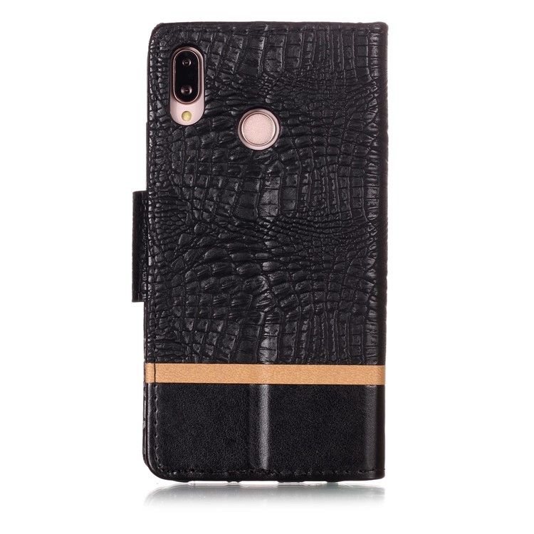 Crocodile Texture Splicing PU Leather Wallet Stand Case for Huawei P20 Lite / Nova 3e - Black-2
