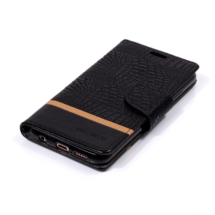 Crocodile Texture Splicing PU Leather Wallet Stand Case for Huawei P20 Lite / Nova 3e - Black-4