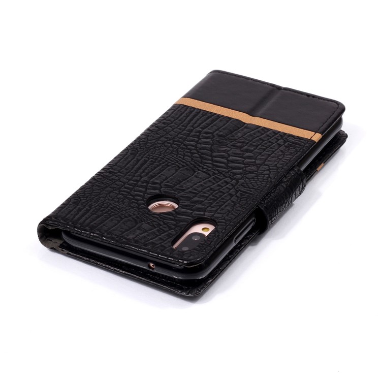 Crocodile Texture Splicing PU Leather Wallet Stand Case for Huawei P20 Lite / Nova 3e - Black-5
