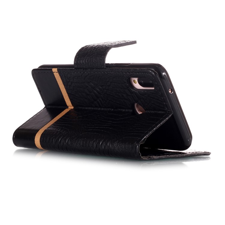 Crocodile Texture Splicing PU Leather Wallet Stand Case for Huawei P20 Lite / Nova 3e - Black-6
