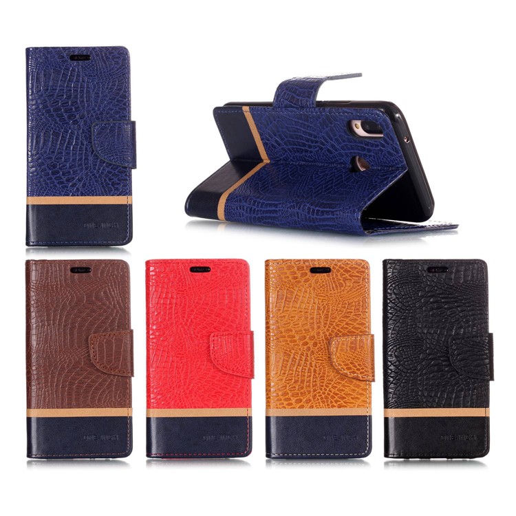 Crocodile Texture Splicing PU Leather Wallet Stand Case for Huawei P20 Lite / Nova 3e - Black-8
