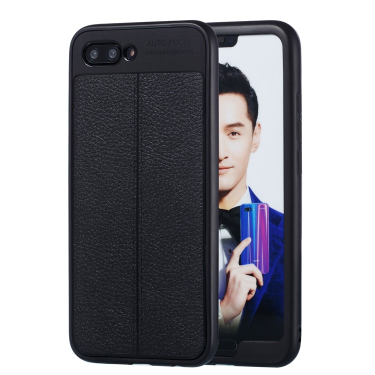 Two Pieces All-wrapped Litchi Texture TPU Case for Huawei Honor 10 - Black-1