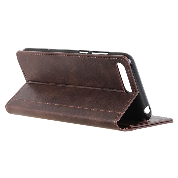 Flip Rivet Stand Wallet Magnetic Leather Cell Phone Casing for Huawei Y6 (2018) / Honor 7A (without Fingerprint Sensor) - Brown-10