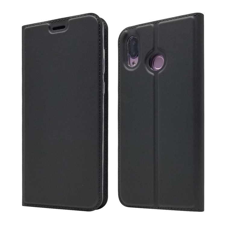 Auto-absorbed Leather Stand Case with Card Slot for Huawei Honor Play - Black-2