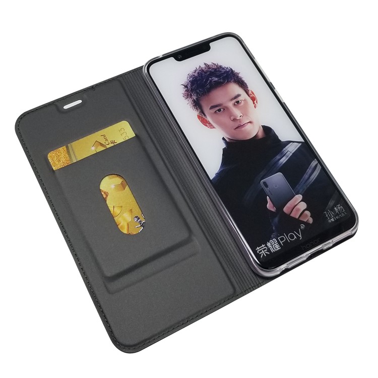 Auto-absorbed Leather Stand Case with Card Slot for Huawei Honor Play - Black-6