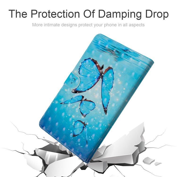 Light Spot Decor Patterned Smart Leather Stand Wallet Case for Huawei MediaPad T3 10 - Blue Butterfly-10