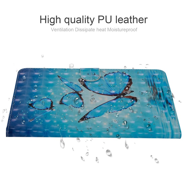 Light Spot Decor Patterned Smart Leather Stand Wallet Case for Huawei MediaPad T3 10 - Blue Butterfly-11