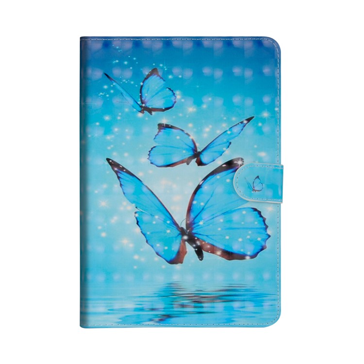Light Spot Decor Patterned Smart Leather Stand Wallet Case for Huawei MediaPad T3 10 - Blue Butterfly-2