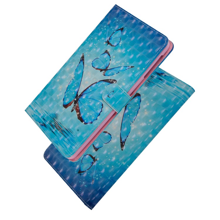 Light Spot Decor Patterned Smart Leather Stand Wallet Case for Huawei MediaPad T3 10 - Blue Butterfly-9