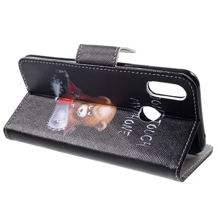 Patrón De Impresión De La Cartera Soporte Flip Funda De Cuero Para Huawei Nova 3i / P Inteligente + - Oso Enojado Y Advertencia-4