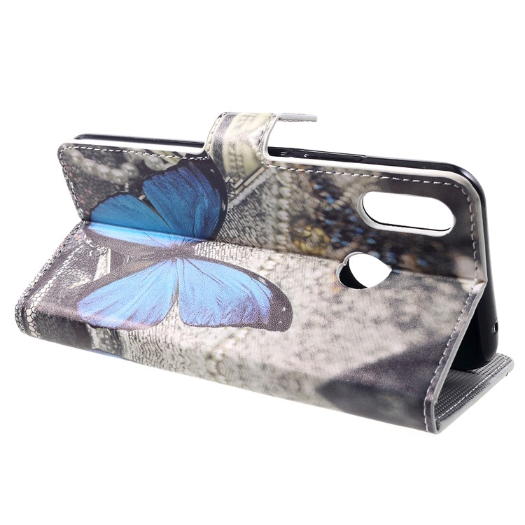 Patrón De Impresión Billetera Soporte De Cuero Funda Móvil Para Huawei Nova 3i / P Inteligente + - Mariposa Azul-4