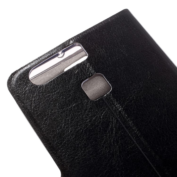 Crazy Horse Card Holder Stand Leather Case for Huawei P9 - Black-9