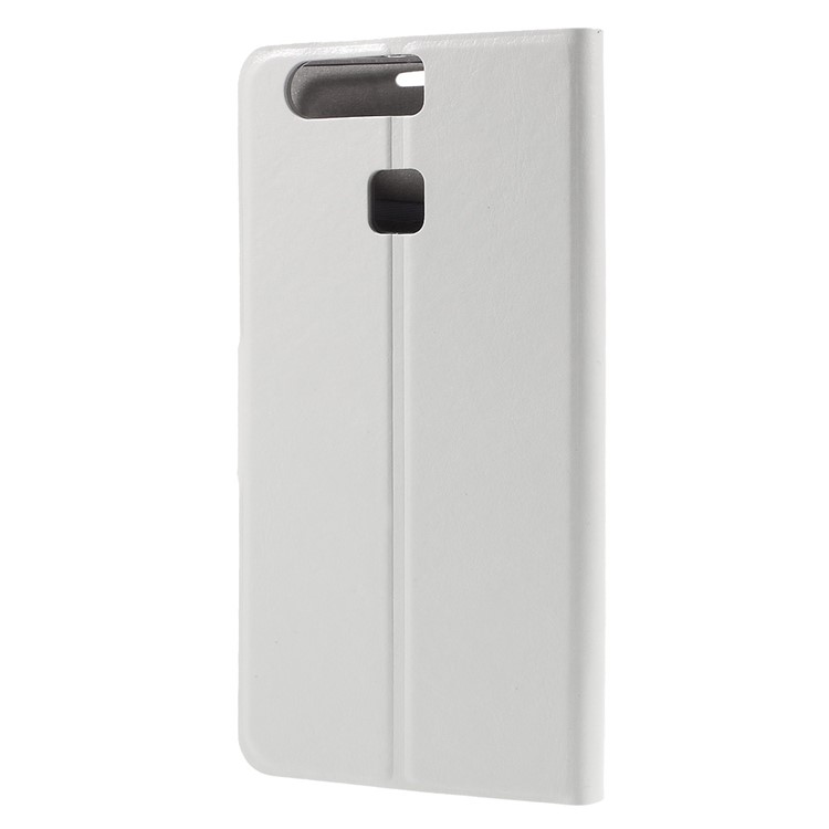 Crazy Horse Card Holder Stand Leather Cover for Huawei P9 - White-2
