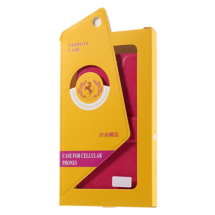 Crazy Horse Card Holder Leather Phone Case for Huawei P9 - Rose-10