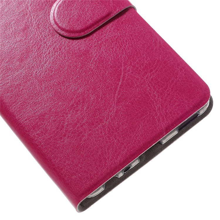 Crazy Horse Card Holder Leather Phone Case for Huawei P9 - Rose-7