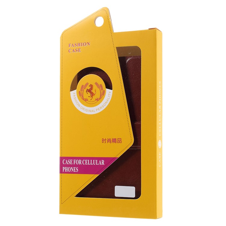 Crazy Horse Card Holder Leather Shell Cover for Huawei P9 - Brown-10