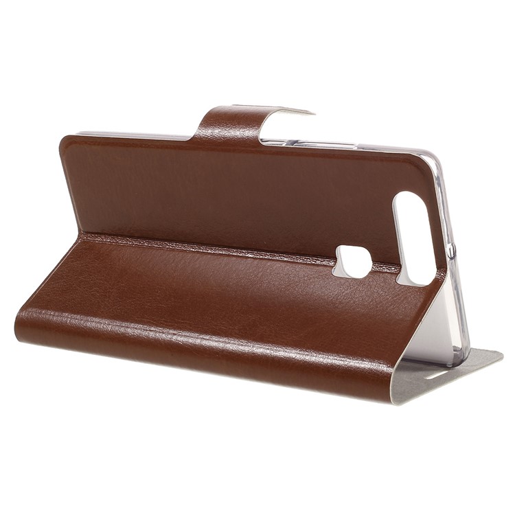 Crazy Horse Card Holder Leather Shell Cover for Huawei P9 - Brown-5