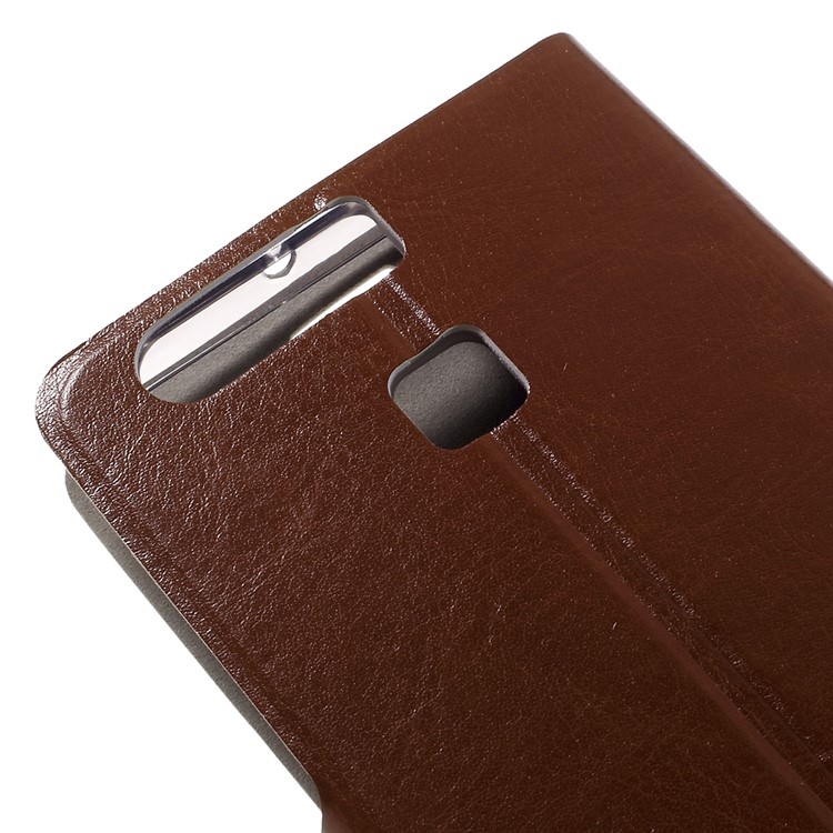 Crazy Horse Card Holder Leather Shell Cover for Huawei P9 - Brown-8