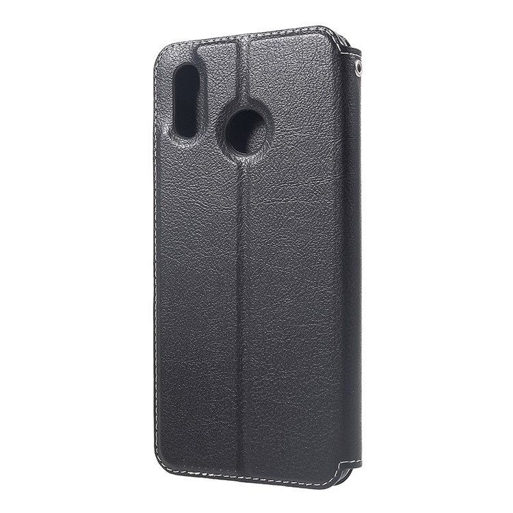For Huawei Honor Play Card Holder Stand Auto-absorbed Leather Mobile Case - Black-3