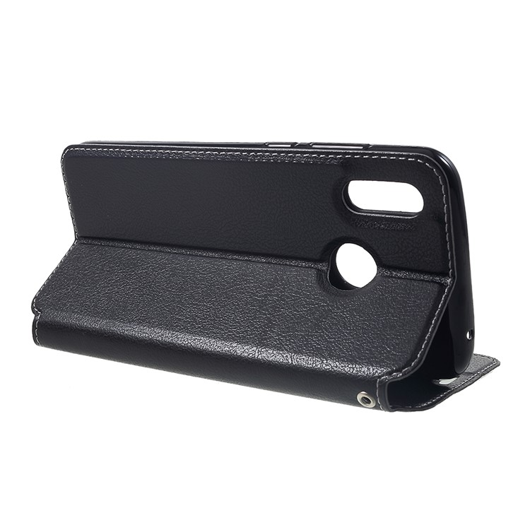 For Huawei Honor Play Card Holder Stand Auto-absorbed Leather Mobile Case - Black-4