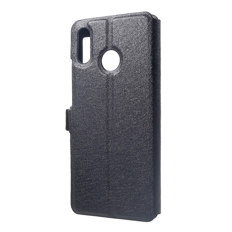 Silk Texture Dual Window PU Leather Phone Casing for Huawei nova 3 - Black-3
