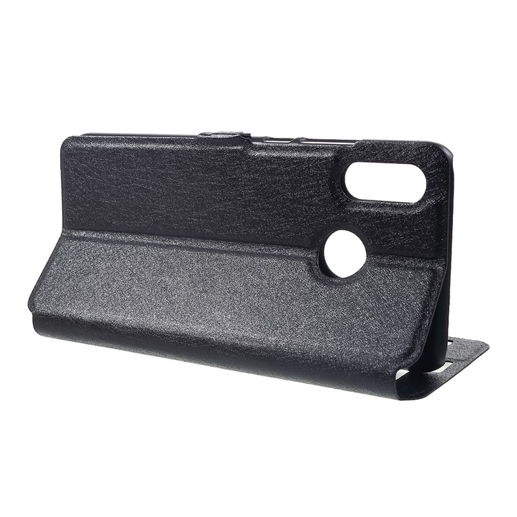 Silk Texture Dual Window PU Leather Phone Casing for Huawei nova 3 - Black-4