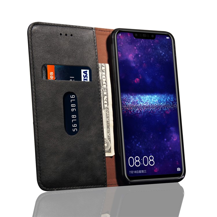 Retro Style Auto-absorbed Crazy Horse Leather Cover for Huawei P Smart+ /nova 3i - Black-4