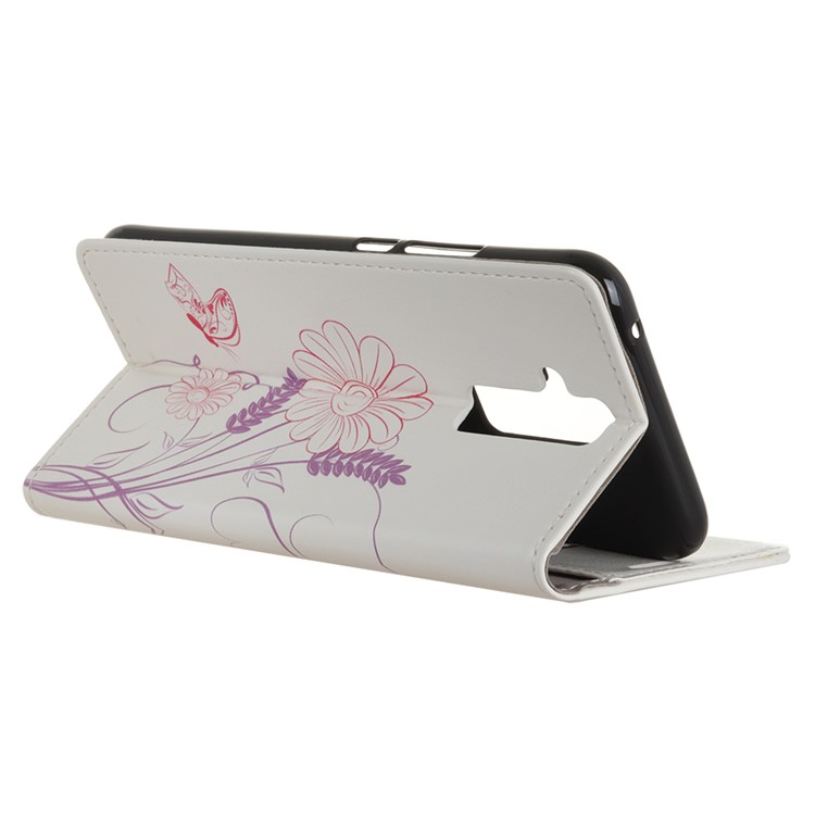 Pattern Printing Stand Leather Wallet Mobile Shell for Huawei Mate 20 Lite / Maimang 7 - Butterfly and Flower-3