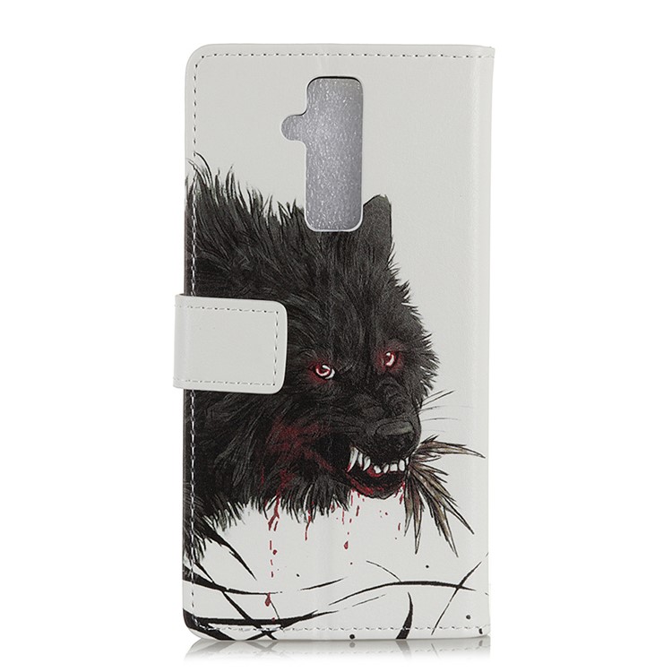 Pattern Printing Stand Leather Wallet Mobile Casing for Huawei Mate 20 Lite / Maimang 7 - Bloody Wolf-2