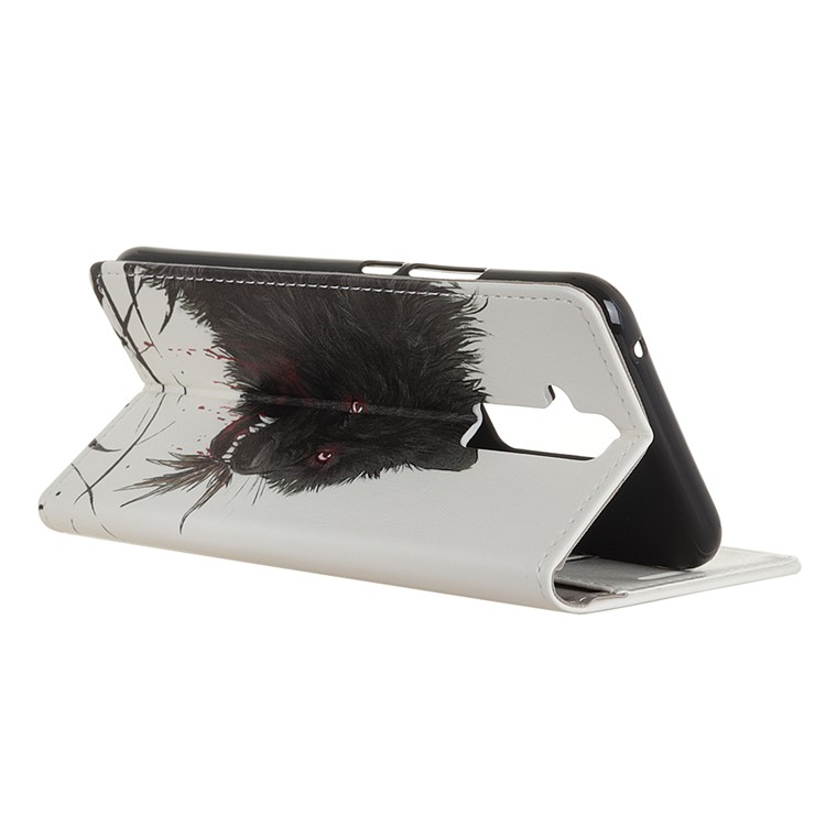 Pattern Printing Stand Leather Wallet Mobile Casing for Huawei Mate 20 Lite / Maimang 7 - Bloody Wolf-3