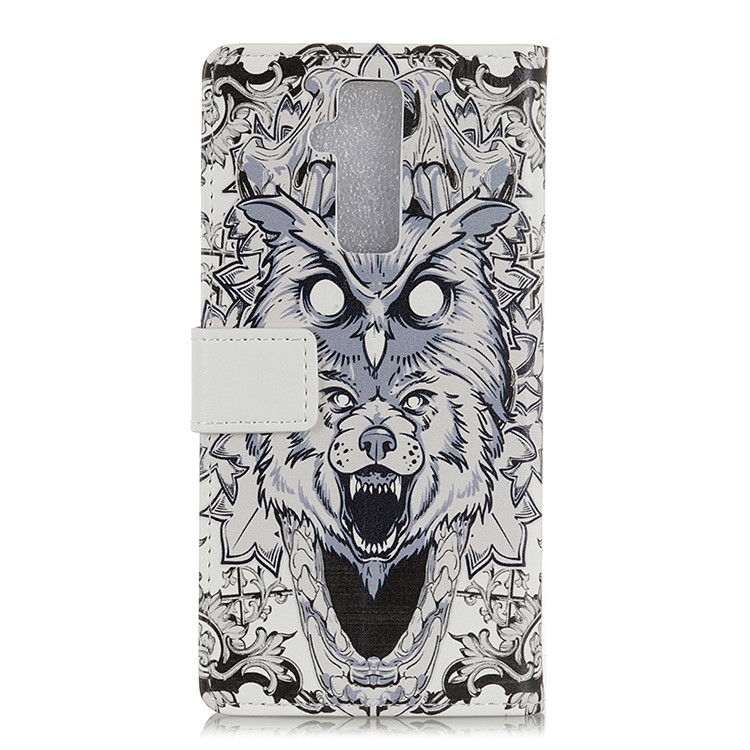 Pattern Printing Stand Leather Wallet Cell Phone Case for Huawei Mate 20 Lite / Maimang 7 - Abstract Owl and Lion-2