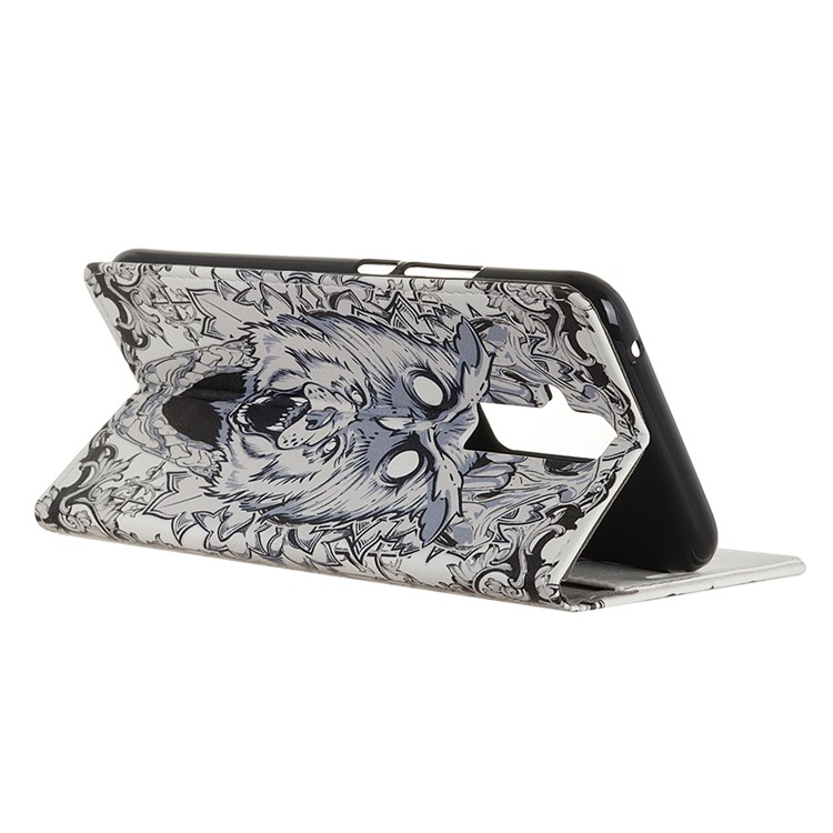 Pattern Printing Stand Leather Wallet Cell Phone Case for Huawei Mate 20 Lite / Maimang 7 - Abstract Owl and Lion-3