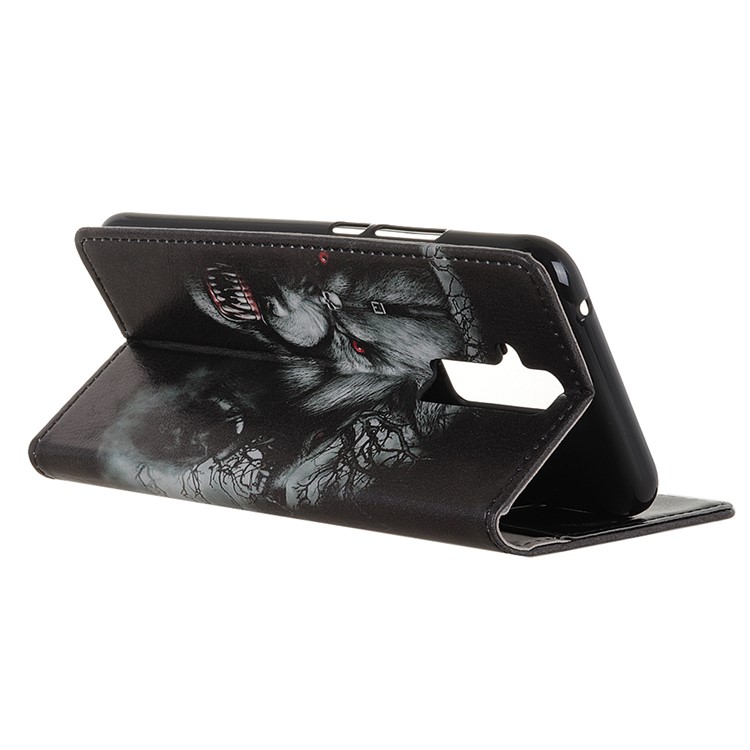 Pattern Printing Stand Leather Wallet Protective Case for Huawei Mate 20 Lite / Maimang 7 - Fierce Wolf-4