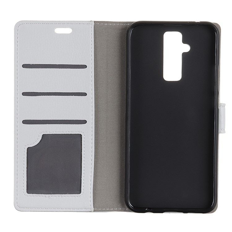 Litchi Texture Wallet Stand Magnetic Leather Mobile Cover for Huawei Mate 20 Lite / Maimang 7 - White-3