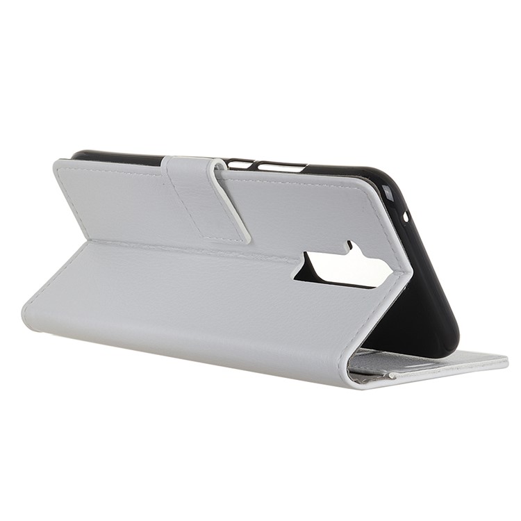 Litchi Texture Wallet Stand Magnetic Leather Mobile Cover for Huawei Mate 20 Lite / Maimang 7 - White-4