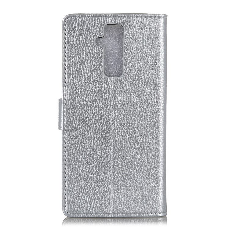 Litchi Texture Wallet Stand Magnetic Leather Casing for Huawei Mate 20 Lite / Maimang 7 - Silver-2