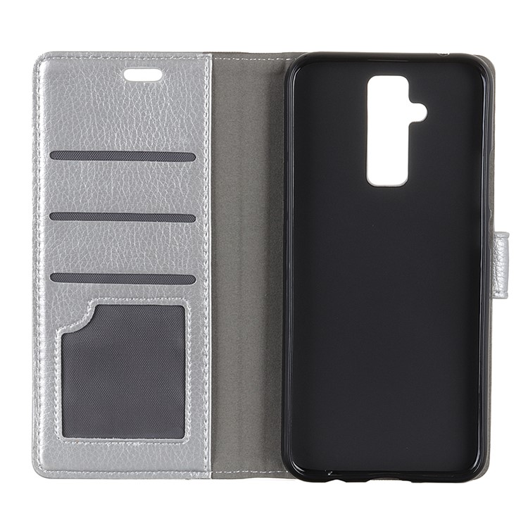 Litchi Texture Wallet Stand Magnetic Leather Casing for Huawei Mate 20 Lite / Maimang 7 - Silver-3