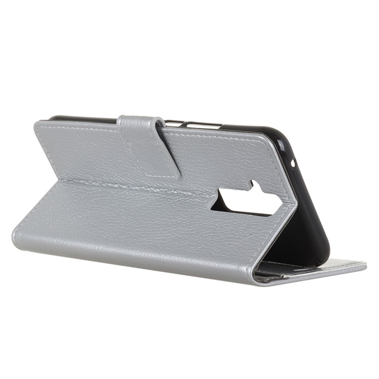 Litchi Texture Wallet Stand Magnetic Leather Casing for Huawei Mate 20 Lite / Maimang 7 - Silver-4