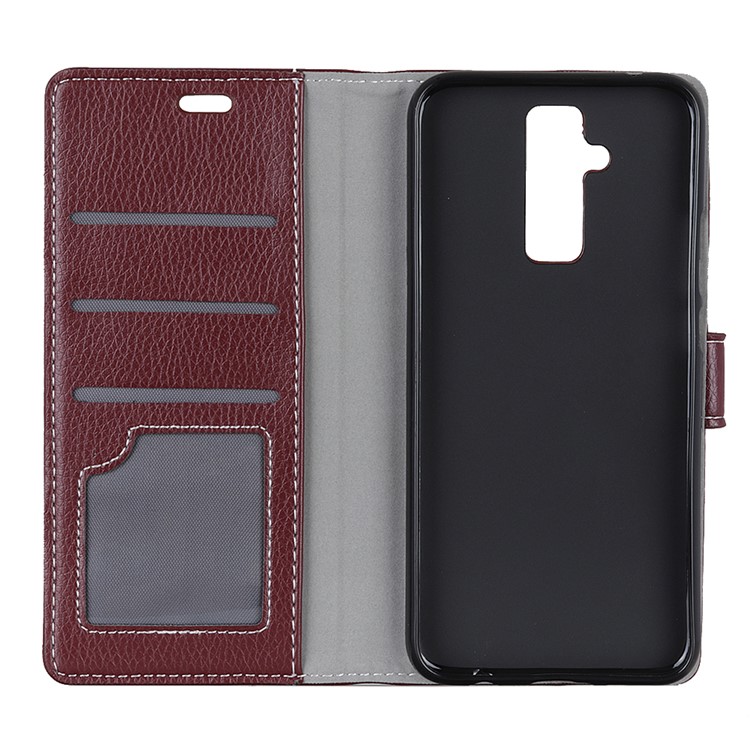 Litchi Texture Wallet Stand Leather Mobile Case with Magnet for Huawei Mate 20 Lite / Maimang 7 - Brown-3