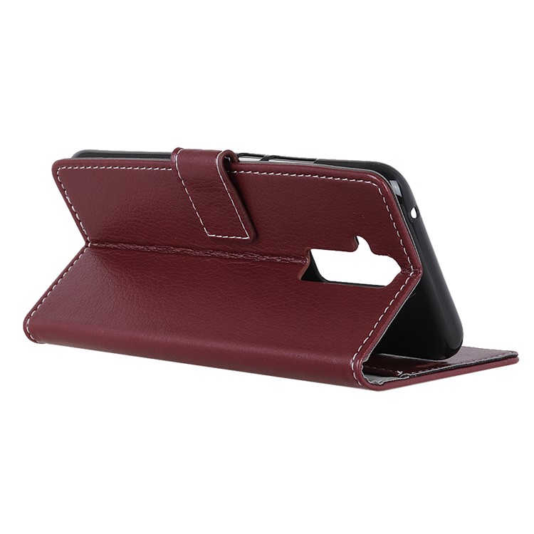 Litchi Texture Wallet Stand Leather Mobile Case with Magnet for Huawei Mate 20 Lite / Maimang 7 - Brown-4