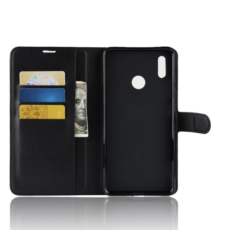 Litchi Skin Leather Wallet Casing for Huawei Honor Note 10 - Black-3